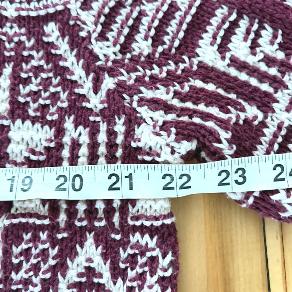 Vintage Woolrich Mens Large Burgundy Cotton Geometric Nordic Knit Sweater USA - Picture 6 of 8